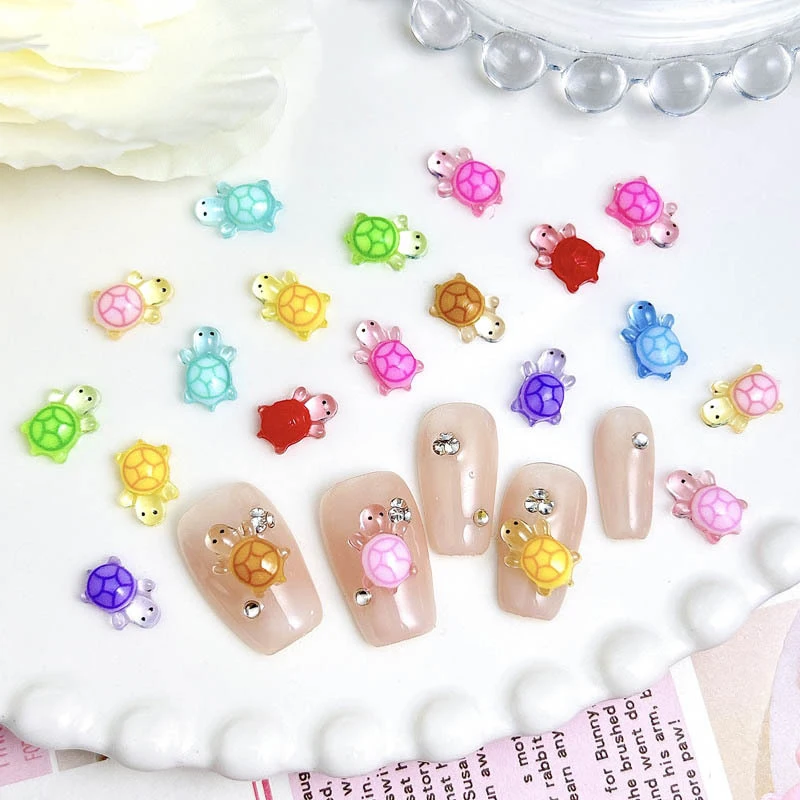 10 pezzi di decorazioni per nail art tartaruga, mini ciondoli per unghie in resina trasparente ghiacciata, accessori fai da te