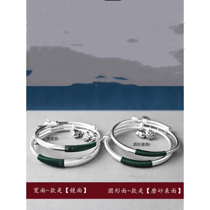 women with , vintage solid design, traditional , young style, bell push-pull silver bracelet, new