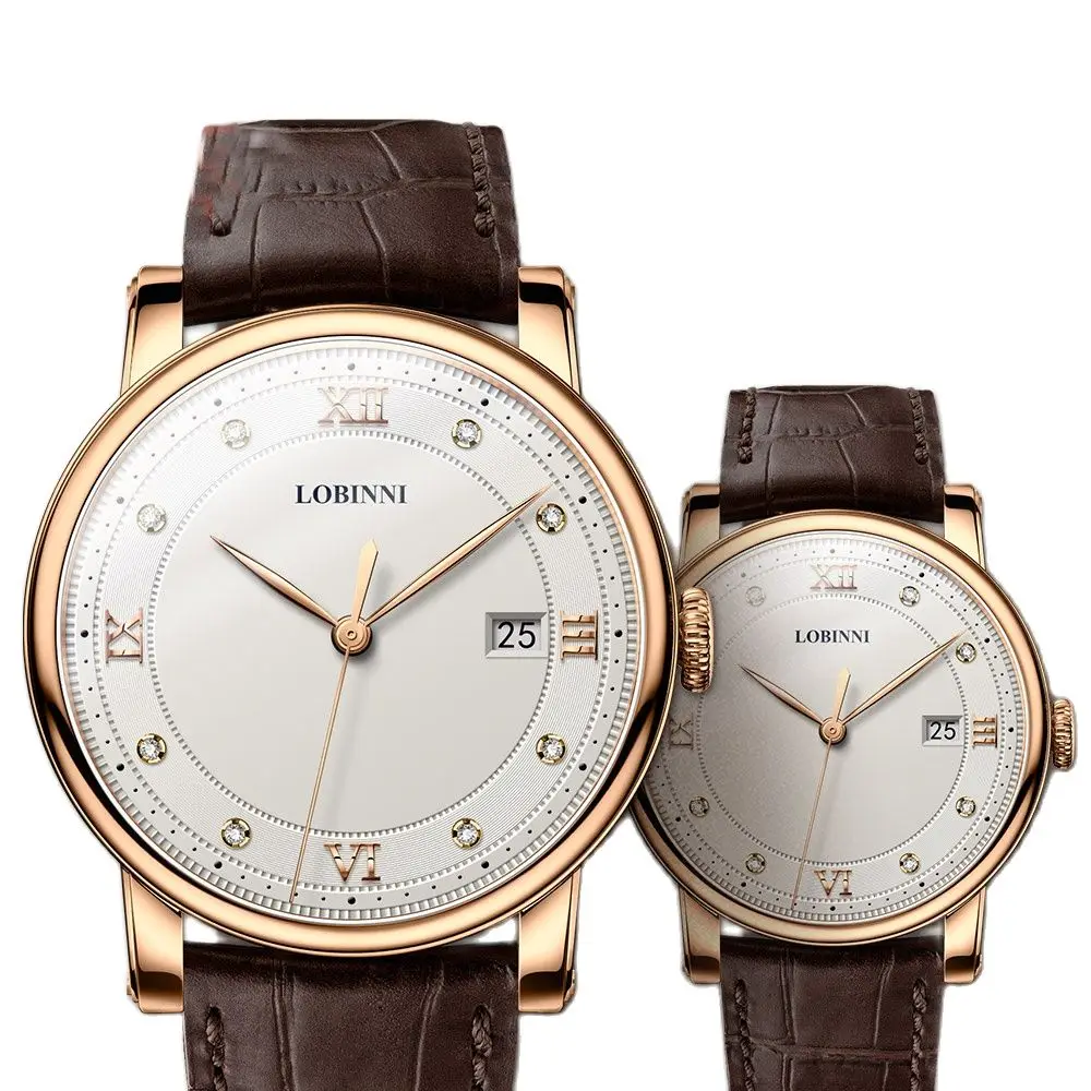 LOBINNI Luxury Brand 7 MM Ultra-thin Japan MIYOTA Quartz Movement Men's Watches Waterproof Rhinestone Scale Couples Clock L3012M