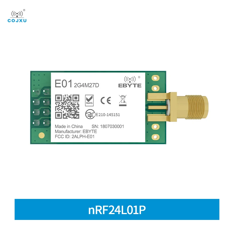 COJXU nRF24L01P 2.4GHz moduł bezprzewodowy nadajnik i odbiornik 27dBm 5km duża odległość E01-2G4M27D SPI Transceiver PA LNA