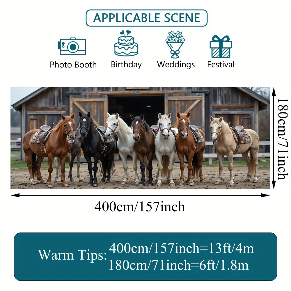 1pc Western Ranch Horses Door Banner - Large Horses & Bucking Bronco Design, Durable Outdoor/ Garage/Wall Decoration