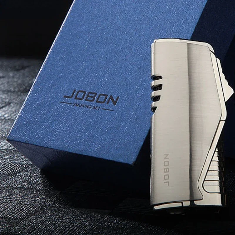 Jobon Triple Torch Jet Metal Lighter Pipe Lighter with Cigar Cutter Visible Transom Windproof Flame Accessories Gadgets Men