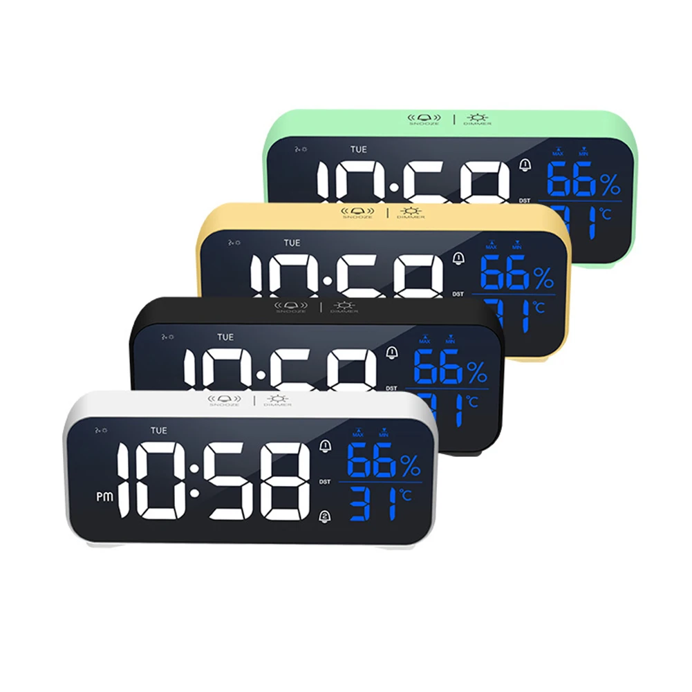 

Led Digital Alarm Clock 12 / 24 Hour Adjustable Volume Brightness Mirror Clocks For Bedroom Home Office