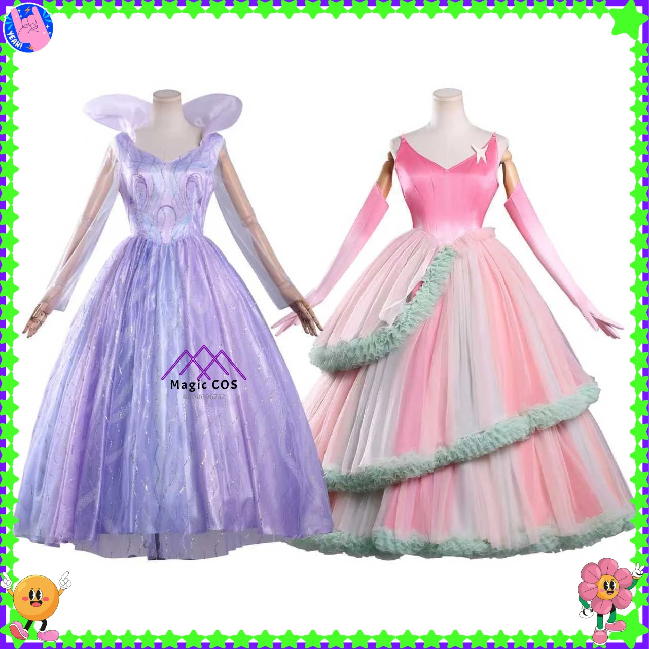 

Movie Cosplay Costume Anime Glinda Popular Role Playing Outfit Pink and Purple Dress for Women Halloween Comic Con Party Suits
