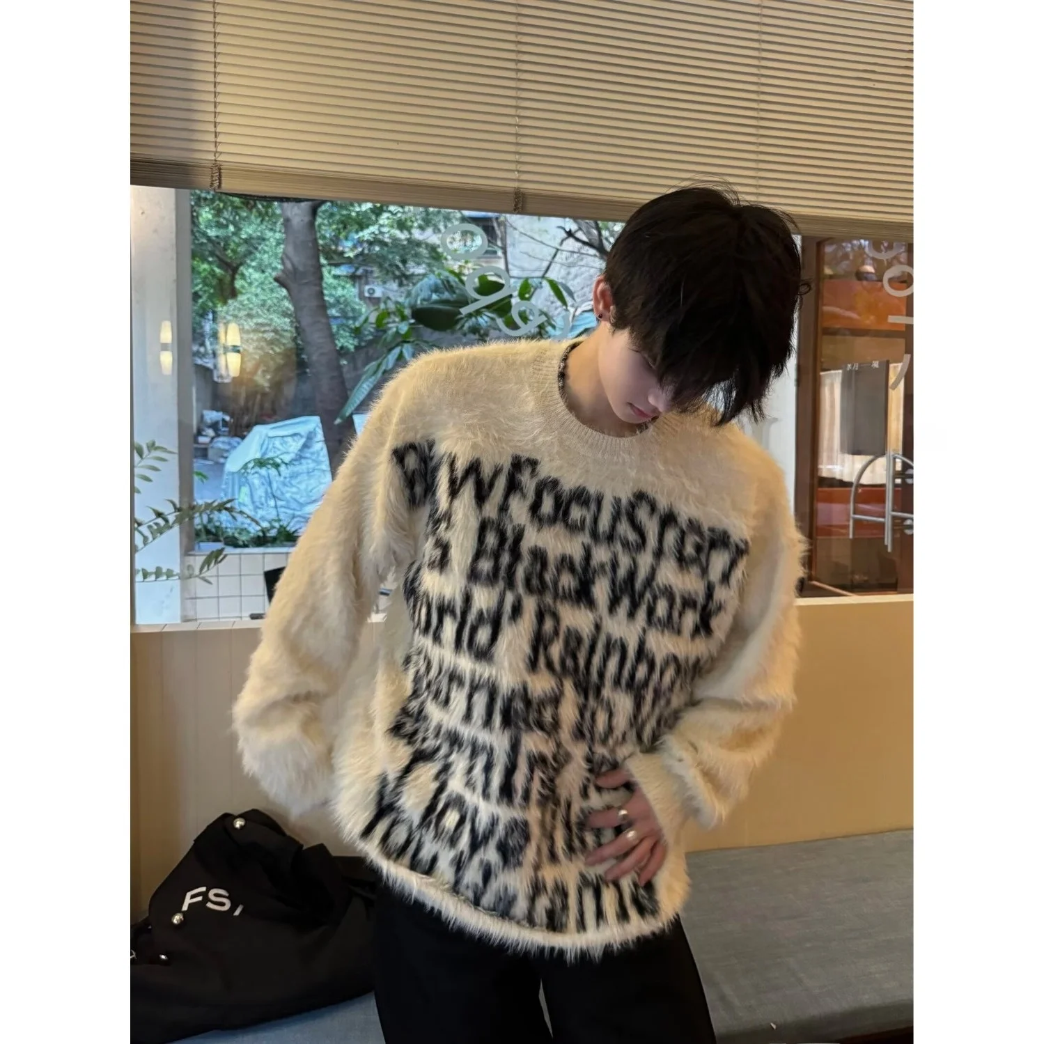 

Осенне-зимние мужские свитера больших размеров с американской вышивкой, круглым вырезом, из полиэфирного волокна, парные, вязаные, 250 г/м²