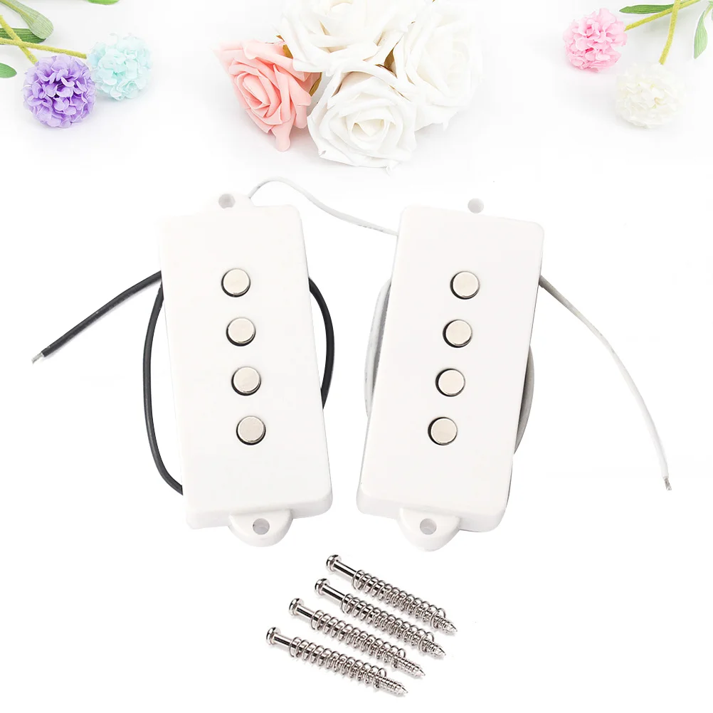 مجموعة التقاطات باس مكونة من 4 أوتار باللون الأبيض على شكل حرف V متوسطة الإخراج من الشمع بوعاء جسر الرقبة ملحقات أجزاء الجيتار #3