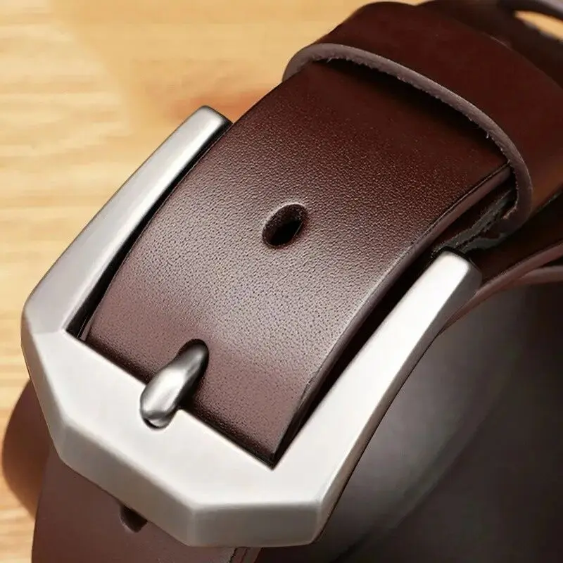 men's alloy pin buckle belt men's business men's casual leather belt fancy retro Jean Cintos belt classic strap