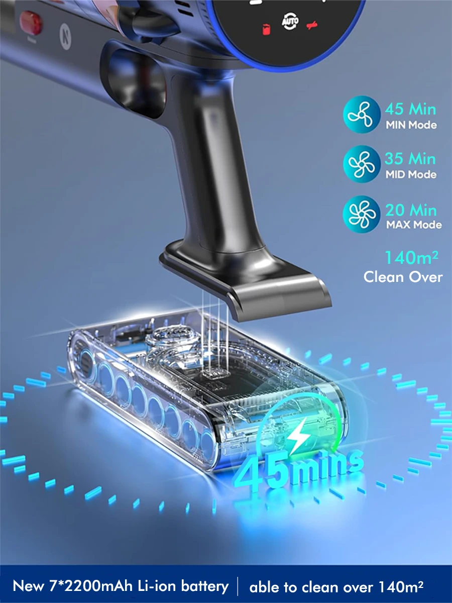 S18 Handheld Wireless Vacuum Cleaner 45kPa 500W Power 6 in 1 Cordless Vacuum Cleaner LED Display Handheld Dust Mite Sweeper