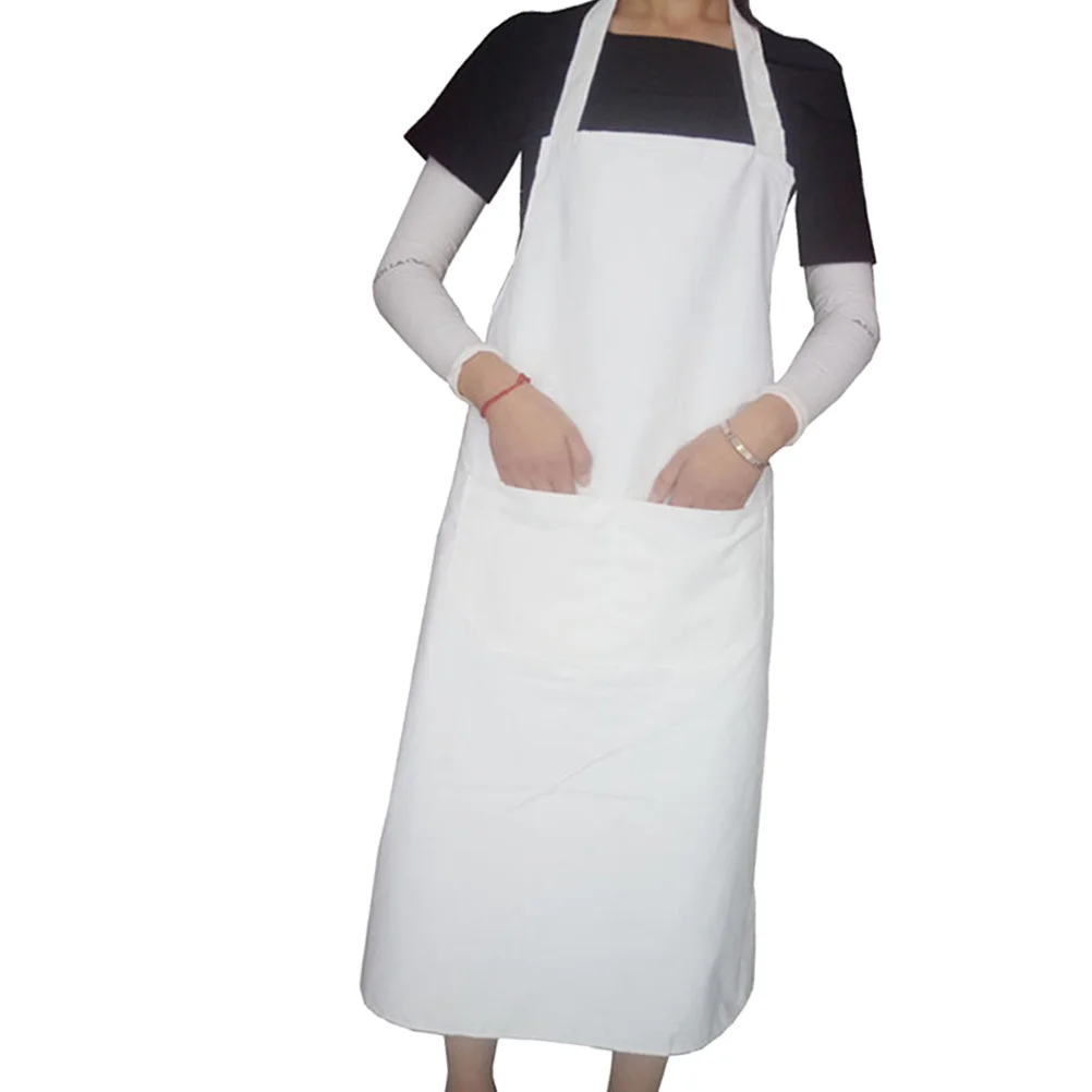 

2Pcs Waterproof Cooking Apron White Sleeveless Long Style Oil Dust Protection Home Restaurant Garden Bbq Baking
