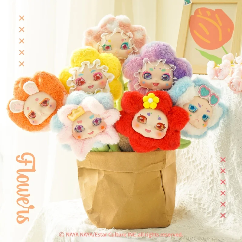 Kimmon Flowers Have Bloomed Plush Dolls Bouquet Action Figure Plush Fake Flower Vase Desktop Ornaments Kid Toys Surprise Gifts