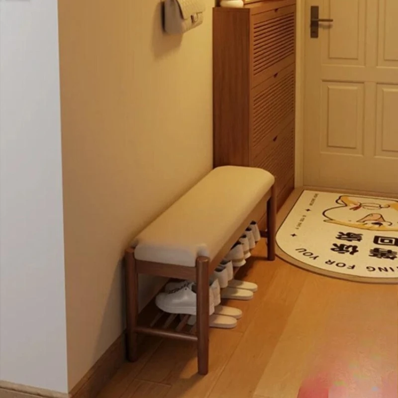 

Winter wood solid wood shoe changing stool, home entrance shoe rack can be seated, shoe stool enters the door stool,