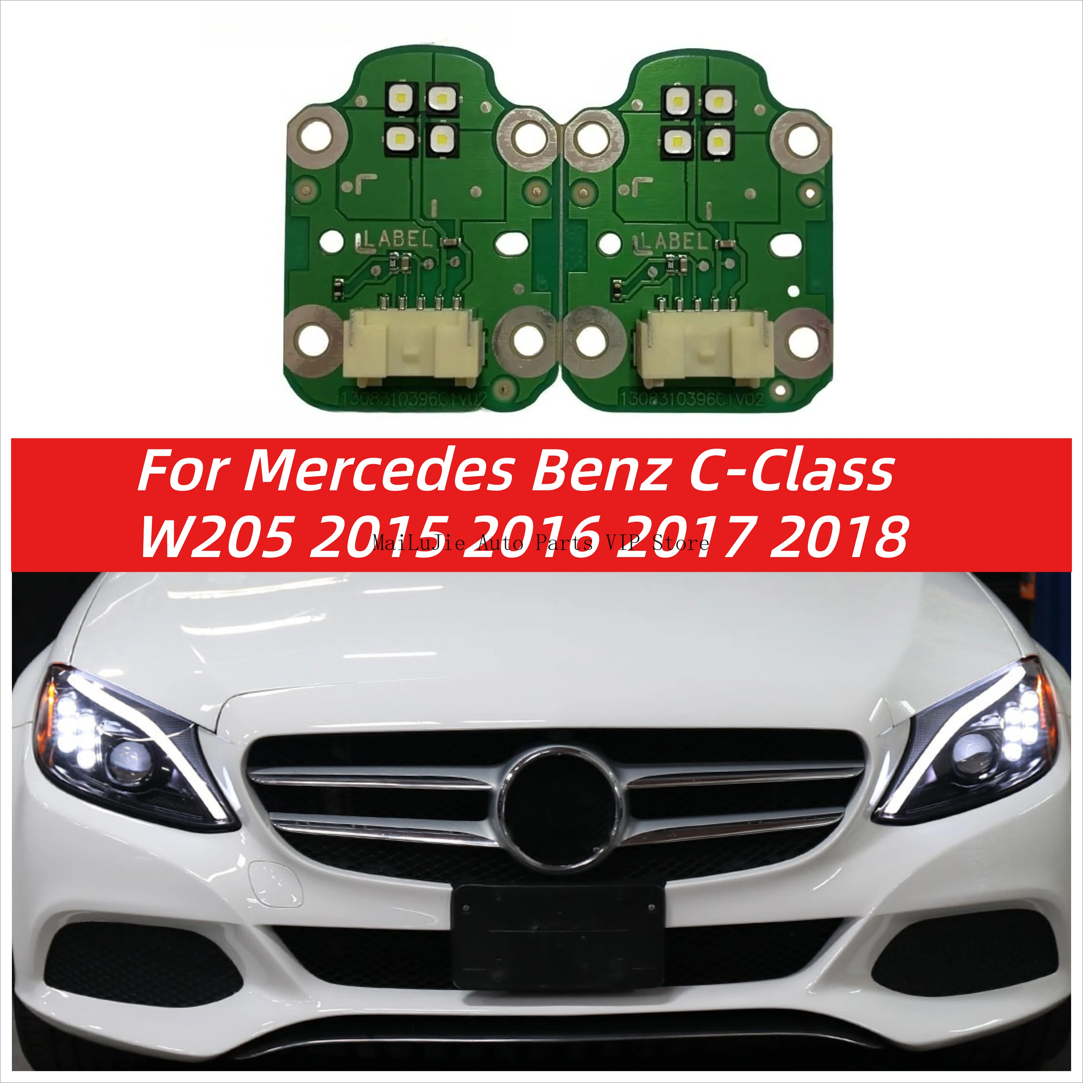 

New For Mercedes Benz C-Class W205 2015-2018 White Light DRL Headlights Ballast Chip Circuit Board Light Source Board Angel Eyes