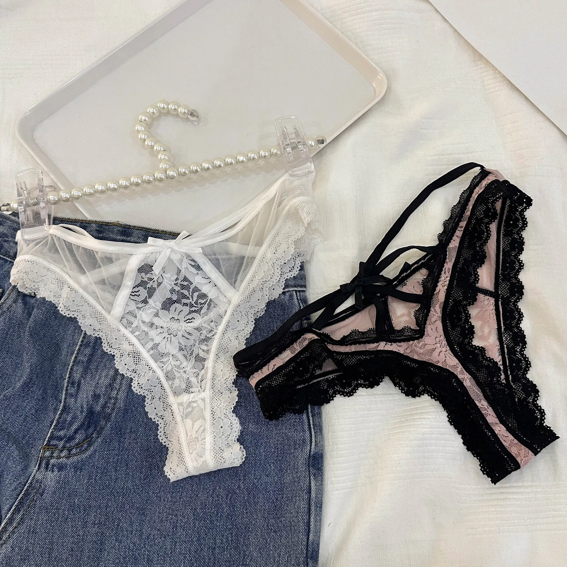 SP&CITY Blumenstickerei Mesh Sexy Tangas Sommer dünne transparente Damenunterhose aushöhlen Spitzenhöschen Versuchung Slips
