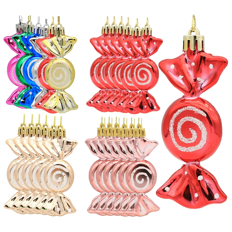 

6Pcs Christmas Lollipop Candy Cane Pendant Xmas Tree Hanging Ornaments Creative DIY Christmas Decorations Accessories Gifts