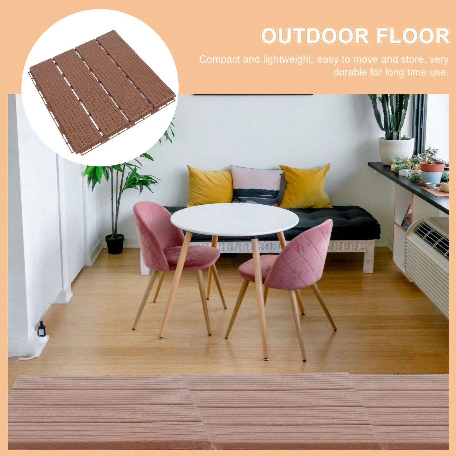 Holz-Kunststoff-Boden, wasserdicht, für den Außenbereich, Balkon, Garten, Spleißboden, langlebig, korrosionsbeständig, praktischer Bodenbelag