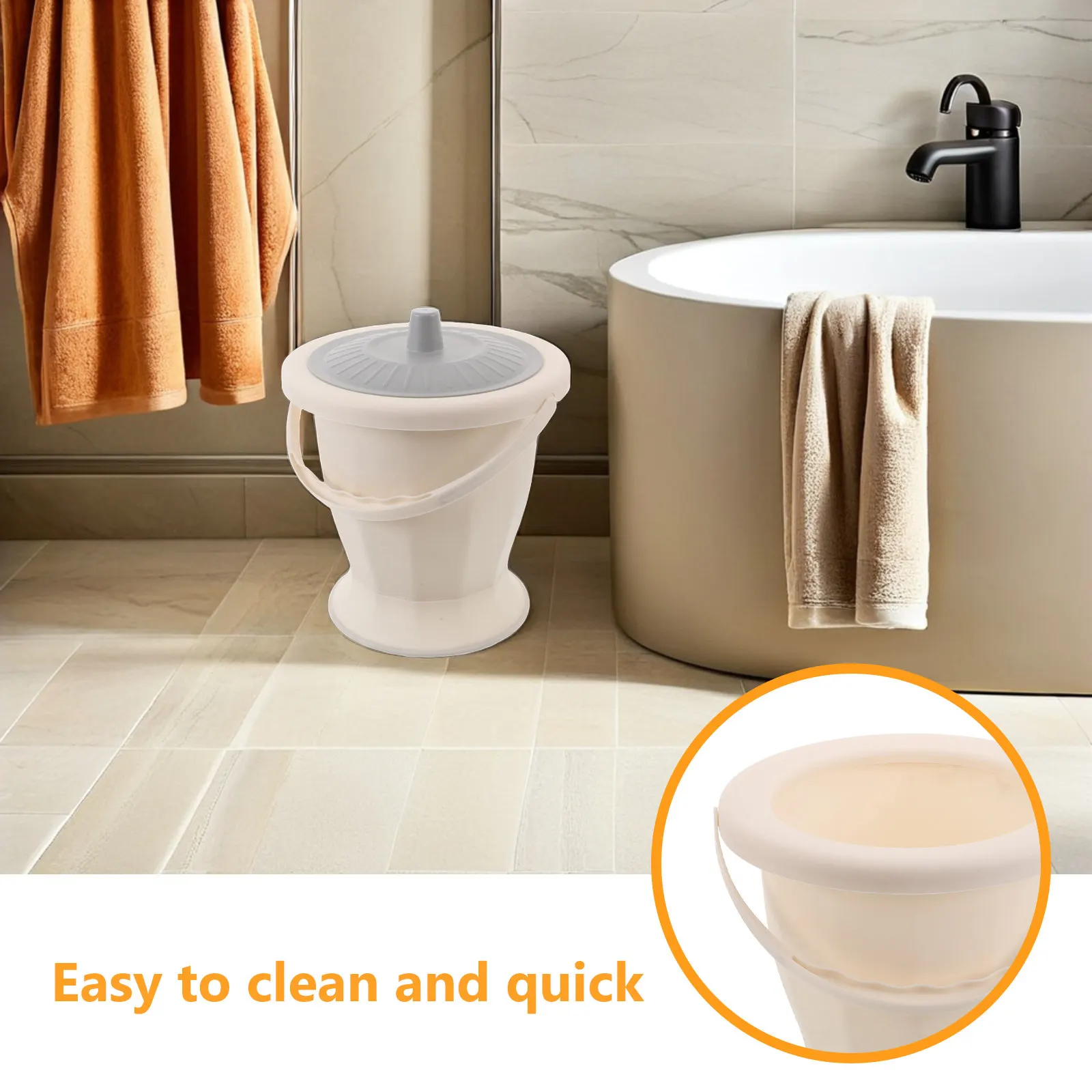 1Set Leakproof Portable Plastic Chamber Pot Adult Urinal Toilet with Lid Bedside Commode Cleaning Brush Travel Home Care