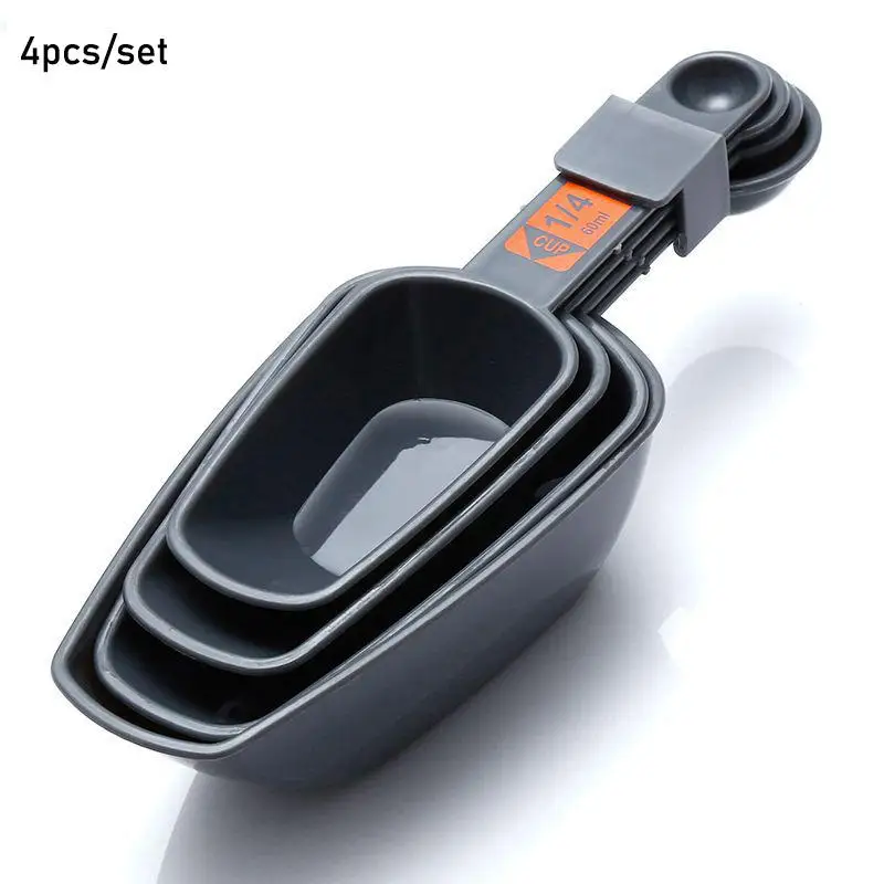 4Pcs/Set Measuring Spoons Baking Cooking 1/4 Cup To 1 Cup PP Plastic With Scale Coffee Measuring Scoops Kitchen Home Tool