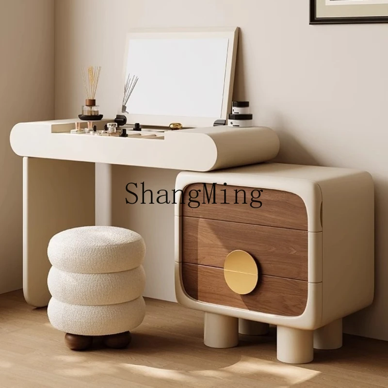 

ZYY solid wood dresser chest integrated bedroom retro medieval small apartment flip cover makeup table