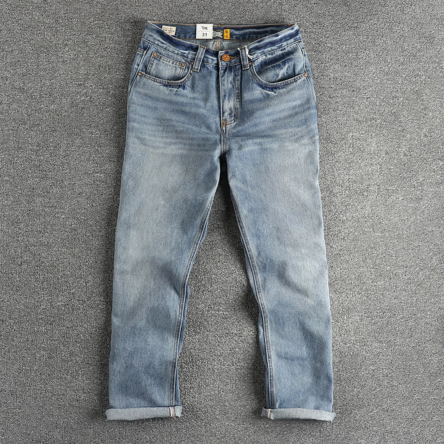 

Spring and autumn high quality do old wash vintage blue jeans men loose straight leg fashion trend youth long pants