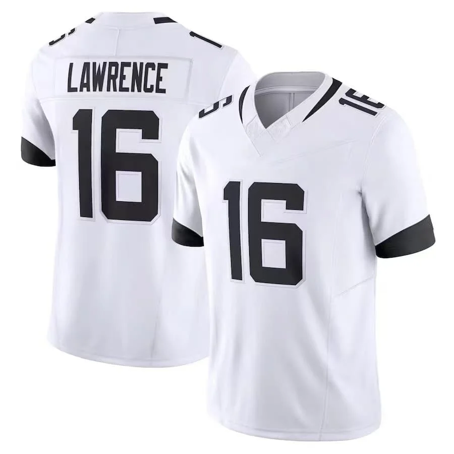 Herren # 16 Trevor Lawrence Teal Limited Edition Kurzarm American Football Top Rugby Sport Uniform Familien-Matching T-Shirt – Detail 3