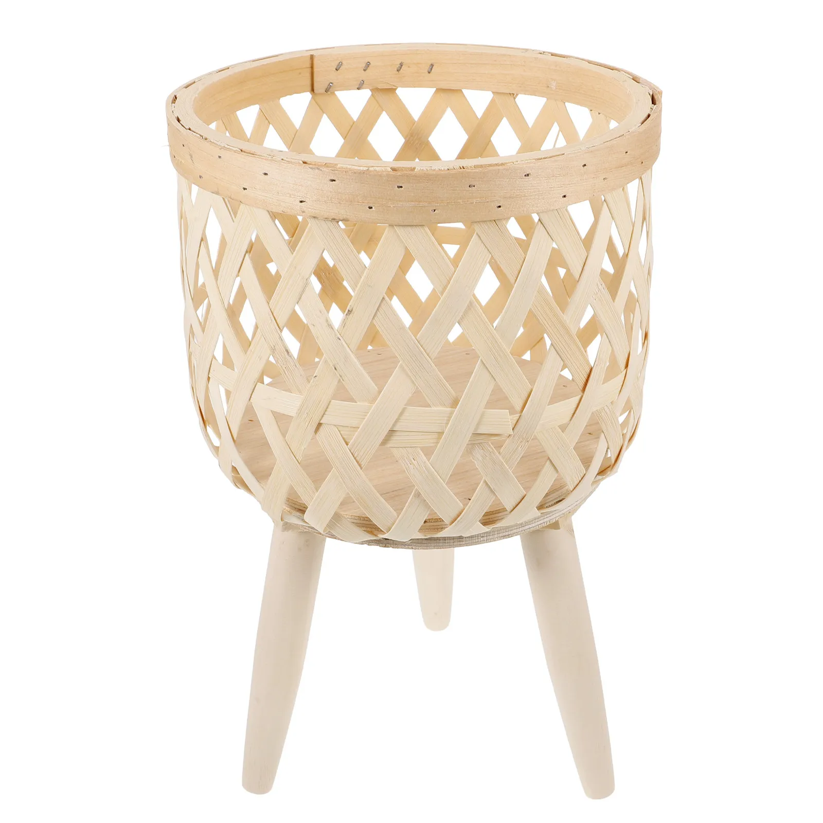 Woven Plant Basket Rustic Style Handwoven Flower Pot Rack Decorative Planter Holder Indoor Outdoor Garden Shelf
