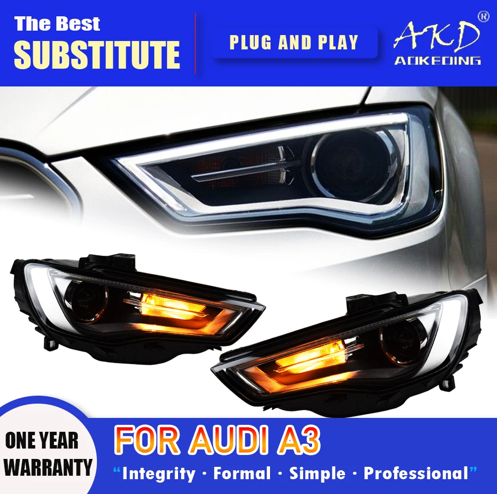 

AKD Head Lamp for Audi A3 LED Headlight 2013-2016 Headlights S3 DRL Turn Signal High Beam Angel Eye Projector Lens