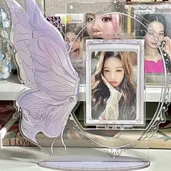 JESJELIU 3 Inch Acrylic Kpop Photocard Holder Butterfly Standing Card Holder Idol Photo Card Frame Display Case Desktop Decor
