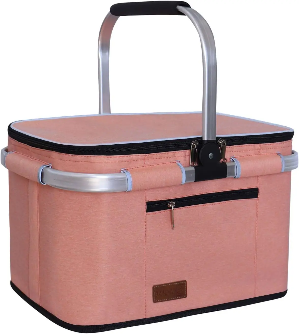 

35L Insulated Picnic Basket with Dual Pockets Waterproof Foldable Stable for Weddings