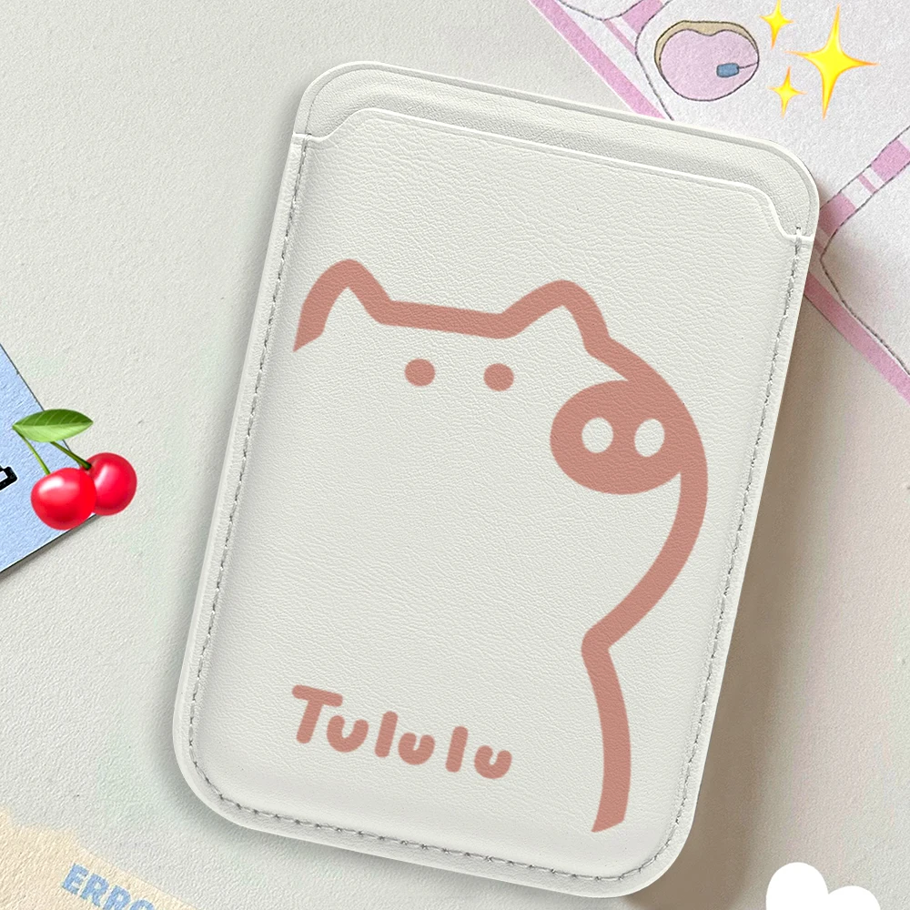 Pig Tululu Leder-Kartenetui Handyhülle Kartenhalter für Magnetische Hülle Geeignet für alle iPhones für Magsafe Karten-Handy-Rückentasche – Detail 3