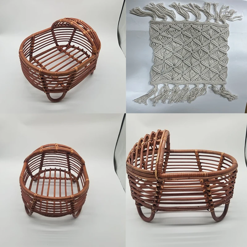 Newborn Photography Props Rattan Products Baby Retro Hand-woven Baby Basket Studio Photo Sofa Chair Bed Photo Studio Accessories