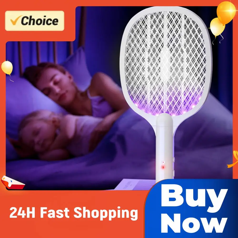 

Электрическая ракетка-уничтожитель насекомых 2-в-1: перезаряжаемая мухобойка и лампа-ловушка для комаров для дома, спальни, офиса, использования в помещении и на улице