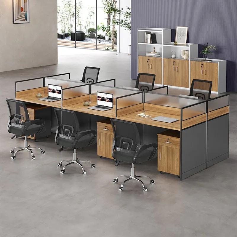 Office desk and chair combination office furniture four people computer staff
