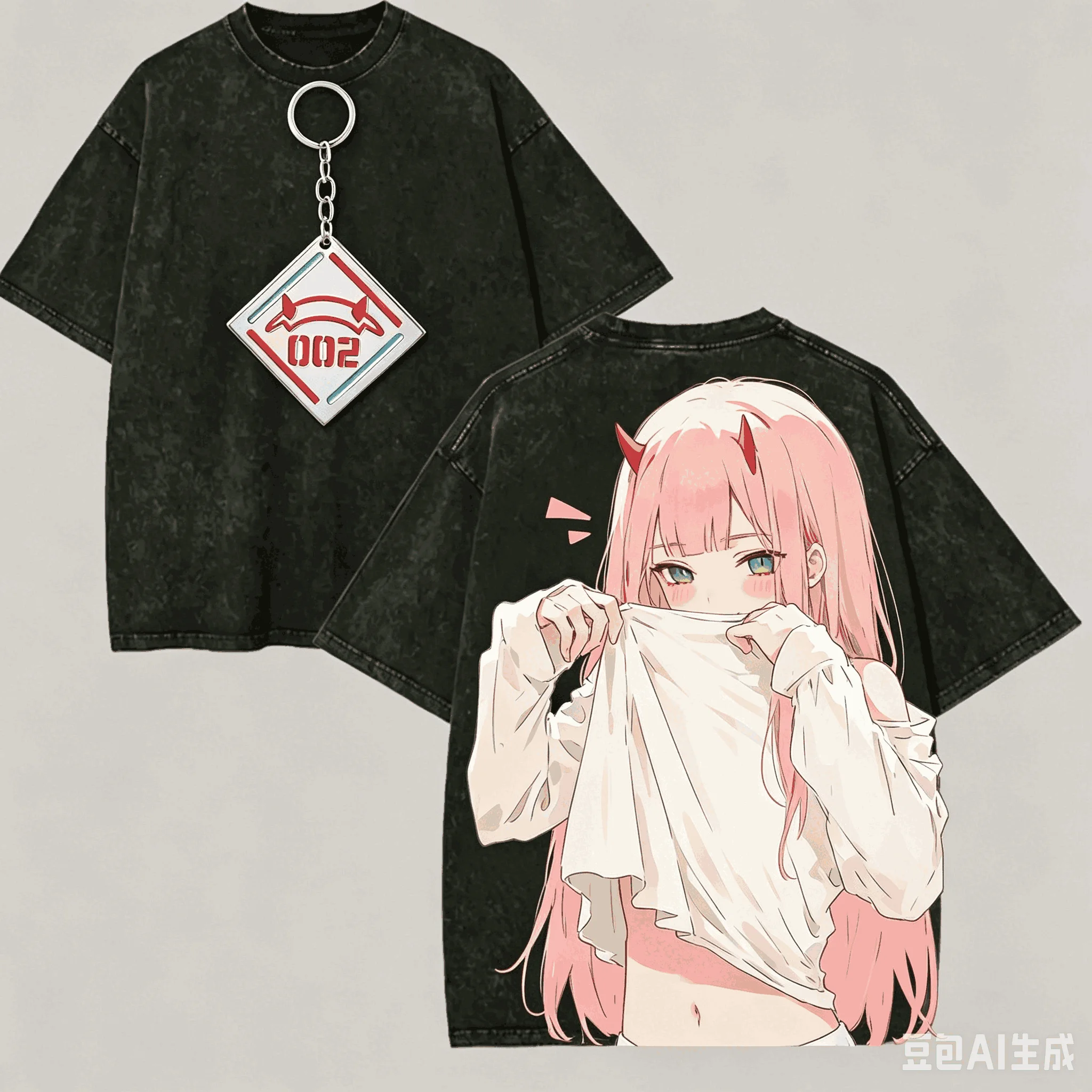 Darling in The Franxx Washed T Shirt Anime Lover Harajuku New Model Oversized Unisex High Quality Vintage Loose Plus Size Tops