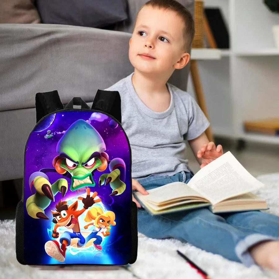 Crash Bandicoot Anime Boys And Girls Backpack Mochila Cartoon Children's Backpack Anime Game Backpack Lightweight And Durable