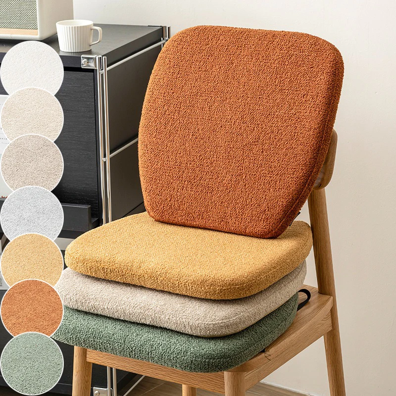 

Warm Comfortable Breathable Office Seat Cushion Solid Color Memory Cotton Dining Chair Anti Slip Teddy Velvet Soft Seat Cushion