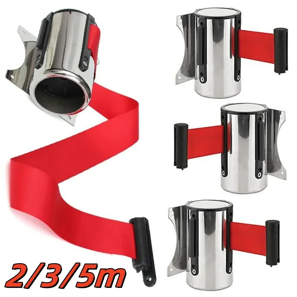 Fita Retrátil Inoxidável Stanchion Barreira de Fila Wall Mount Crowd Control Guardrail Cordon Line 1set