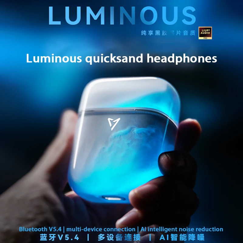 

LIUP LP1 Bluetooth Earphones Wireless Noise Reduction Quicksand Glass 5.4 Luminous Transparent Night Light Muisc Gaming Headphon