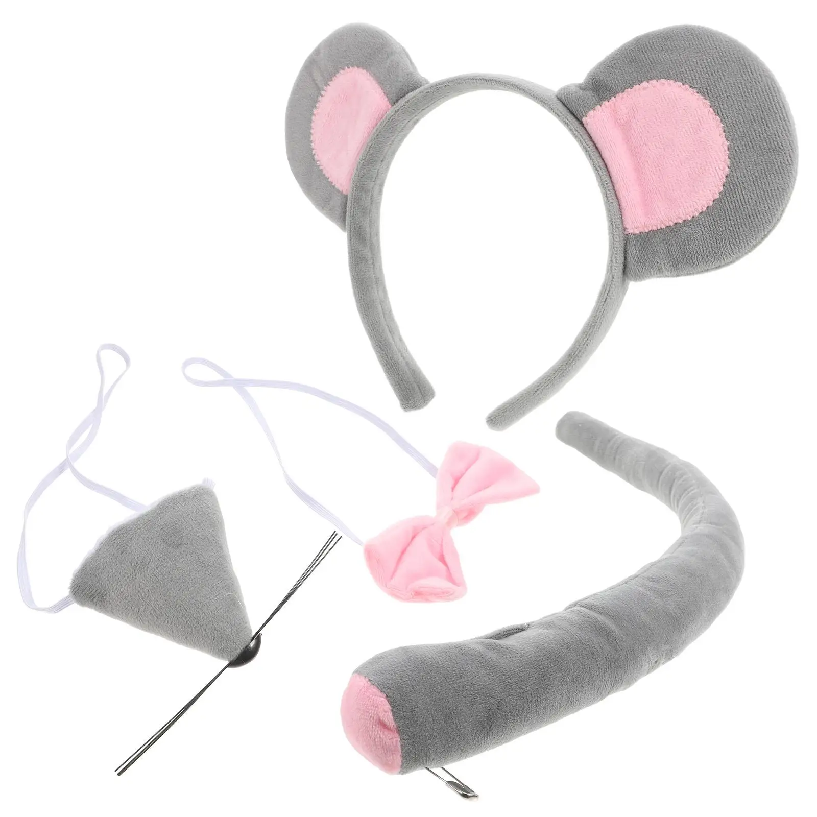 

1 set Mouse Headband Set Animal Costume Ears Party Child Hair Hoop Tail Pink Bow Halloween Supplies Christmas Decor