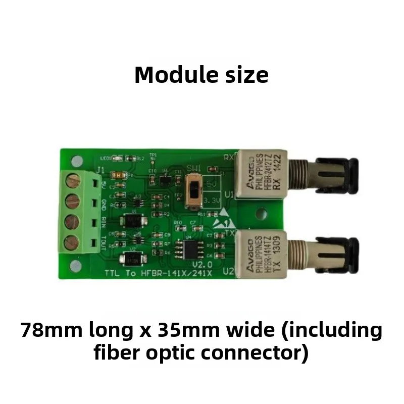 TTL to Fiber Optic Module for Industrial Data Communication – HFBR-1414TZ, HFBR-2412TZ, 1Mbps Data Rate