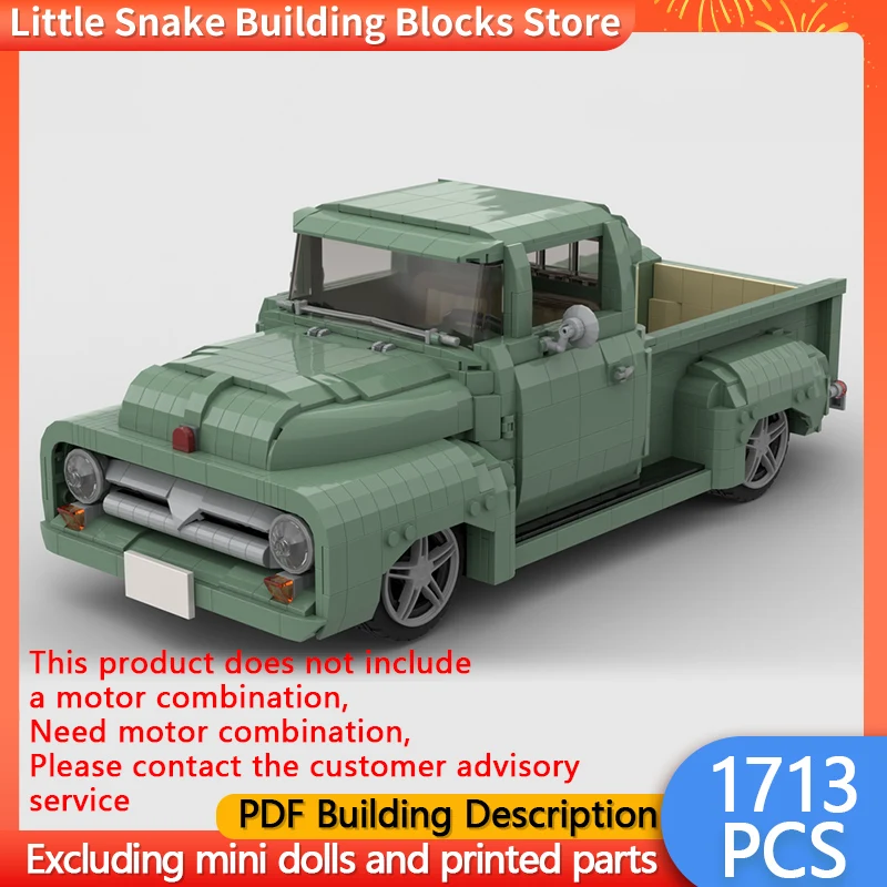 City Car Model MOC Building Bricks F100 Heavy-Duty Pickup Truck Modular Technology Children Holiday Gifts Assemble Toys Suit