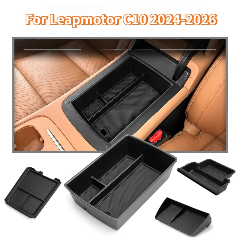 For Leapmotor C10 2024-2026 Central Control Lower Storage Box Car Armrest Storage Organizer Case Tray Car Interior Accessories