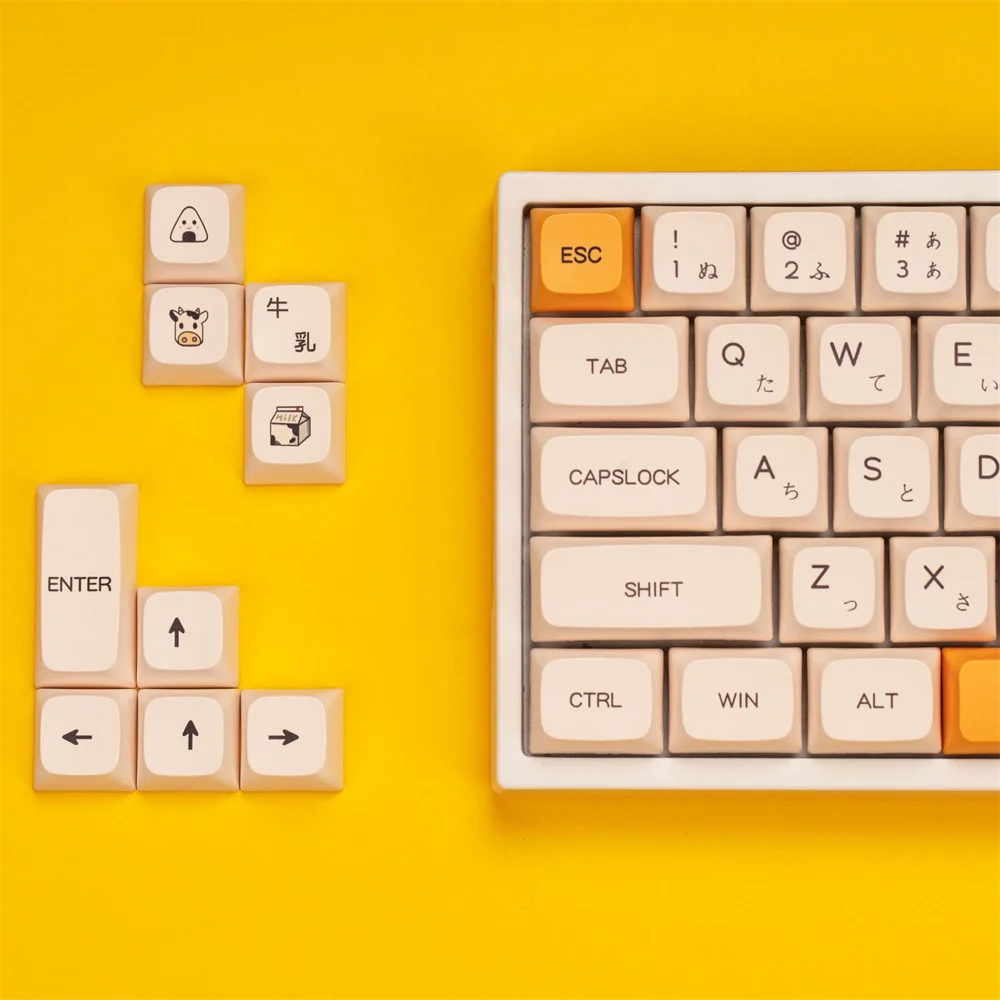 USLION 140 Keys Honey Milk Theme XDA Keycaps PBT Dye Sublimation Korean Japanese English Key Caps For Gaming Mechanical Keyboard