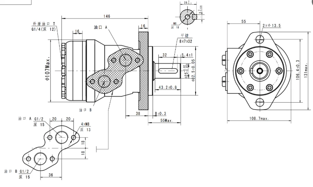 BMR 160P1AIIY10/T10 Low Speed High Torque Hydraulic Orbital Motor Hydraulic Drive Motor For Gearbox Industrial Machinery