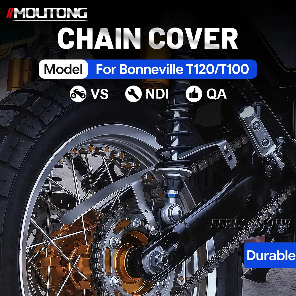 Chain guard for Triumph Bonneville T100/T120 Thruxton RS Speed Twin900/1200 motorcycles, stainless steel, dual speed disruptor