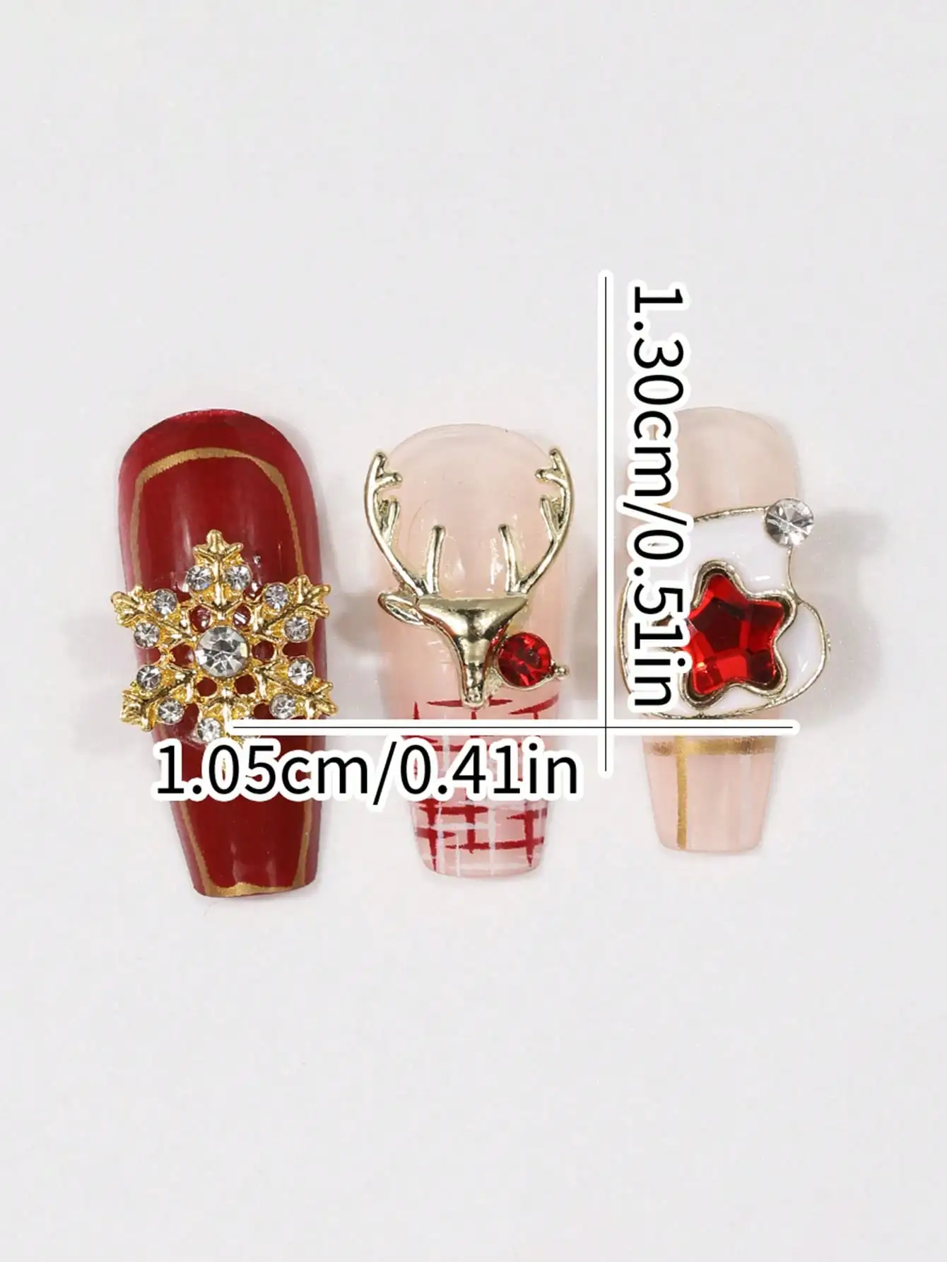 60PCS 3D Navidad aleación de oro encantos de uñas diamantes de imitación Navidad decoración de uñas