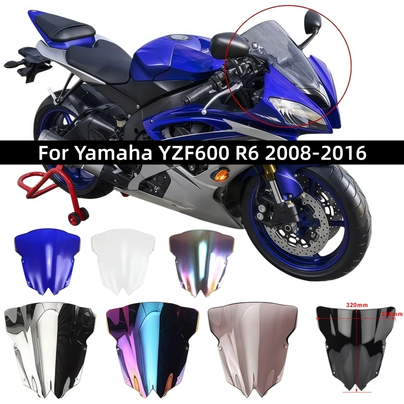 Motorcycle windshield Wind Deflectors Shield Protector Front Screen windshield For Yamaha YZF 600 YZF600 R6 2008 2009 2010-2016