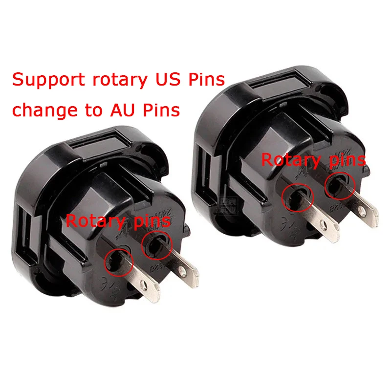 1pcs Black Rotary Pins CN USA EU UK to US AU Convert Plug Adaptor for Japan American Canada Thailand Australia Travel Plug