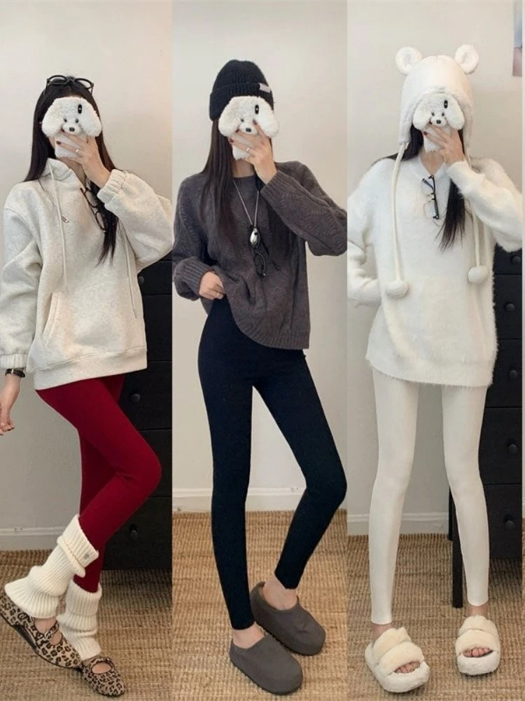 

ey arkskin Yoga Pants Women's High Waist Slimming Tight Fit Winter Sport Base Layer Pants Casual Long Pants Elastic Waist