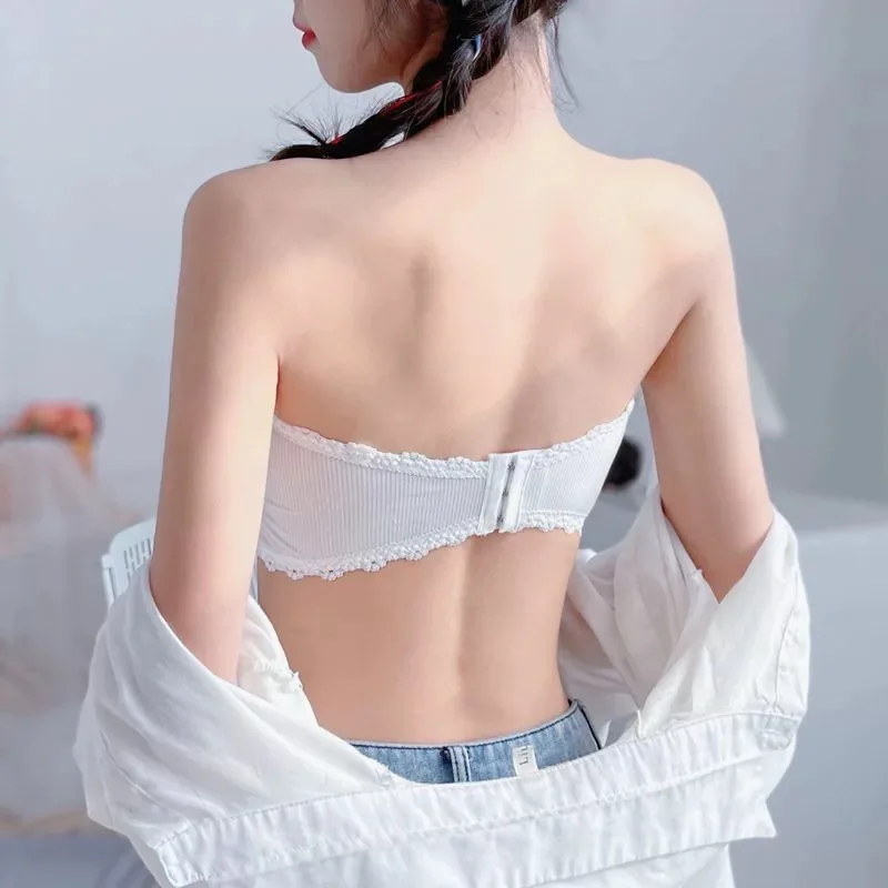 Lace Strapless Bra Women Sexy Tube Top Invisible Push Up Bralette Lady Seamless Underwea Lingerie Summer Chest Wraps Crop Tops