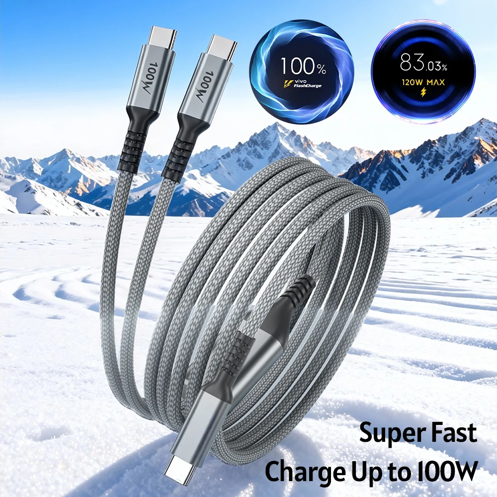 

Кабель для сверхбыстрой зарядки с двойной зарядкой, 100 Вт/80 Вт/20 Вт для Samsung, iPhone 17, Xiaomi, OPPO, OnePlus Hwawei Dat и зарядный кабель